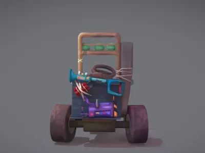 Moped toy tractor Low-poly 3D model