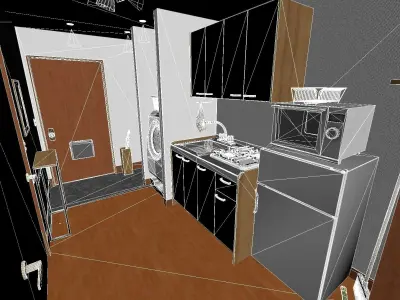 Japanese Studio Apartment 1 - Single Woman Apartment Low-poly 3D model