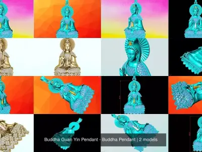 Buddha Guan Yin Pendant - Buddha Pendant 3D Model Collection
