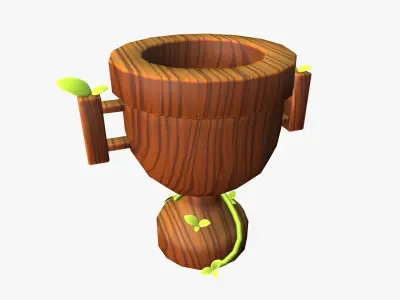 Cartoon Wooden Trophy Low-poly 3D model