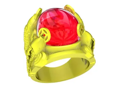Luxury Dragon Oval Stone Ring for Men 5131  3D print model