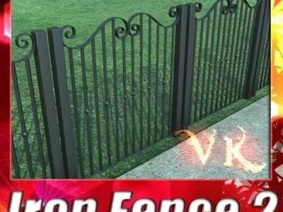 Wrought Iron Fence 02 3D model
