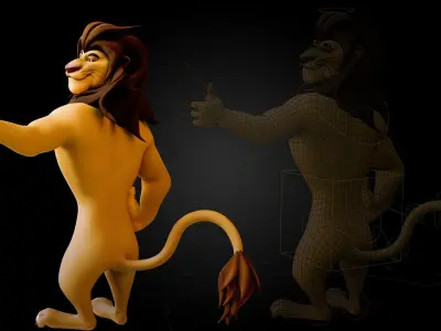 Biped Lion Rigged Low-poly 3D model