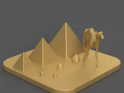 Camel and Pyramids Diorama STL Egypt Gift 3D Print 3D print model