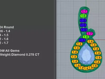 Luxury Pear Diamond Halo Pendant  3D print model