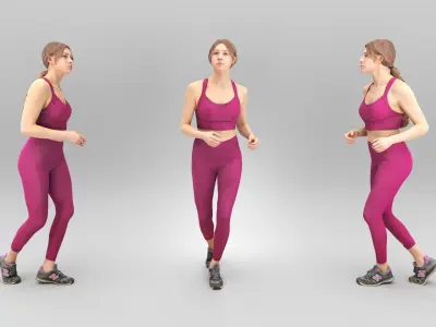 Pretty young woman running 331 Low-poly 3D model