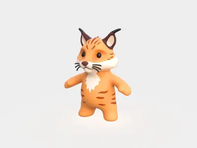 Little animal baby - Lynx cute - Animated  Low-poly 3D model