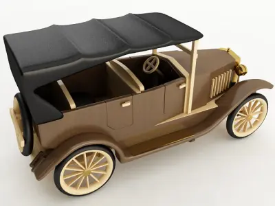 Vintage Wood Car 3D model