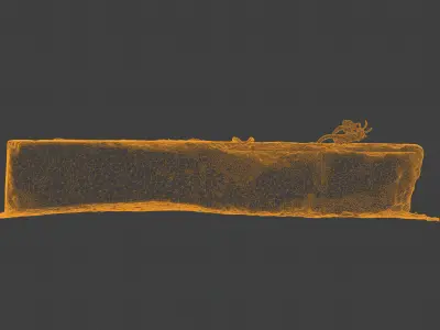 Photorealistic 3D scan of damaged concrete block barrier Low-poly 3D model