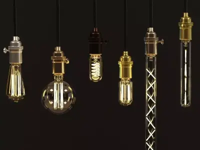 Decorative Edison LED Tube Set E24 with Sockets 3D model