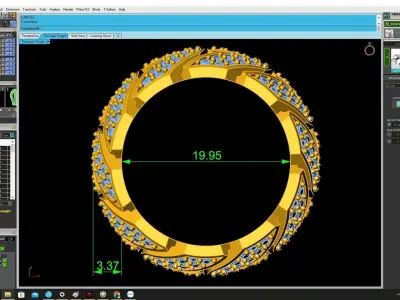 Luxury Pave Leaf Pattern Wide Band Ring for Men  4324 3D print model