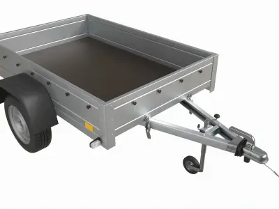 Single axle car trailer with jockey wheel 3D model