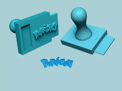 Stamp 95 - Pokemon Logo - Fondant Decoration Maker Toy 3D print model