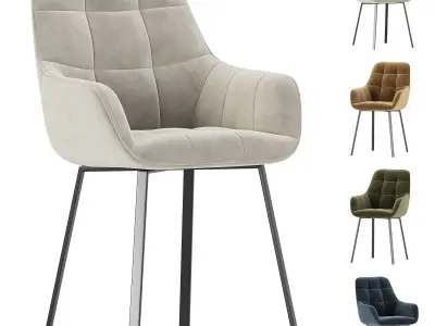 Chair Woodville Kelmi microvelor light beige 3D model