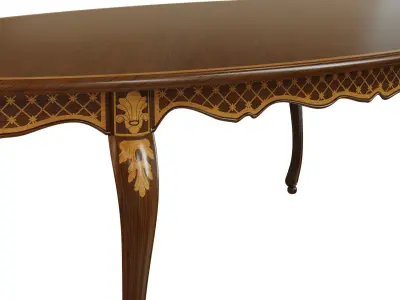 Classic table with inlaid veneer 2400 3D model