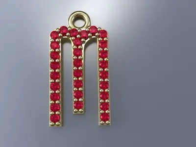 Diamond m Pendant Gold Silver Platinum Luxury Jewelry 3D print model