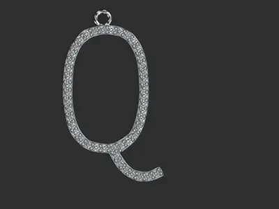 Diamond Q Pendant Gold Silver Platinum Luxury Jewelry 3D print model