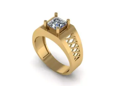 Men Princess Diamond Ring  3D print model