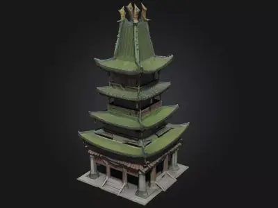 Pagoda Tower  Majestic Symbol of Eastern Architecture 3D model