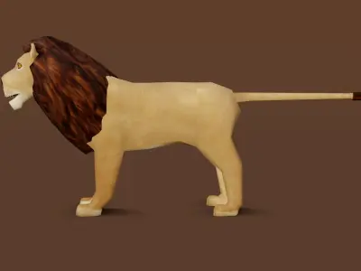 Low poly Lion Rigged 3D model Low-poly 3D model
