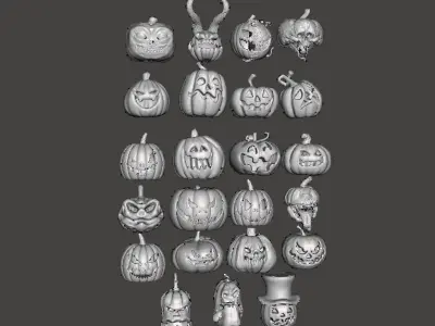HALLOWEEN PUMPKINS MEGAPACK 23 FIGURE MODELS ORNAMENT DECORATION 3D print model