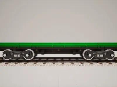Animated game-ready Flatcar Low-poly 3D model
