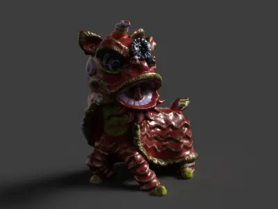 Chinese lion dance figure  Low-poly 3D model