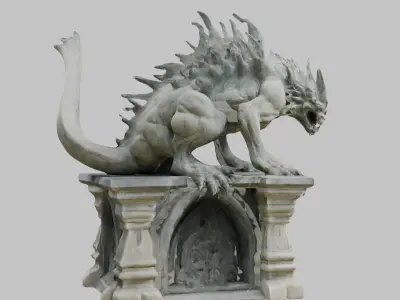 Detailed 3D Model of a Dragon Statue Low-poly 3D model