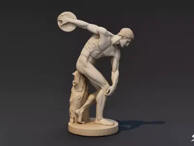 Discobolus Statue Low-poly 3D model