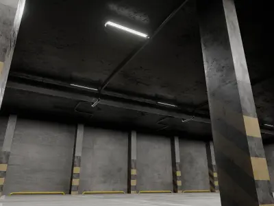 Parking empty garage 3D model