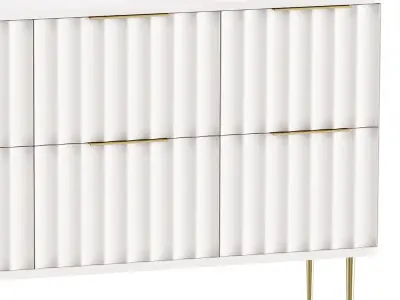 White Bedroom Dresser for Storage in Gold 3D model