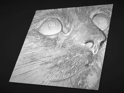 Cat head wall decor  for cnc carving 3D print model