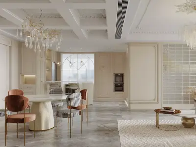 Luxury living room dining room interior scenes 42 3D model