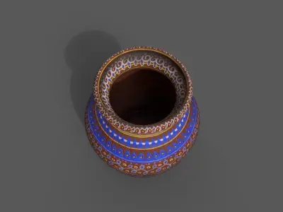 Traditional mud pot  Low-poly 3D model
