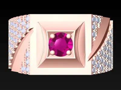 Diamond Rings - Mens Ring - N219 3D print model