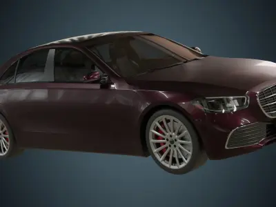 Low Poly Car 1 mercedes s-class sedan Low-poly 3D model