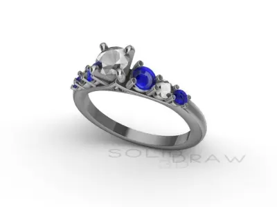 Ring Engagment Ring Saphire 3D print model 3D print model