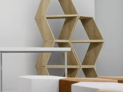 Modular table shelf chair UE4 Low-poly 3D model