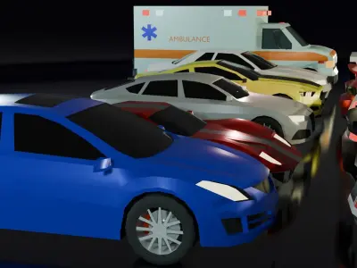 Low poly sport cars kit 12 pcs Low-poly 3D model