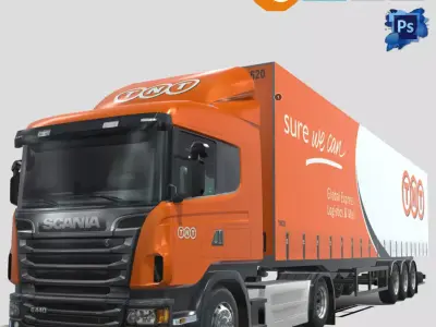 Trailer Truck TNT livery Low-poly 3D model