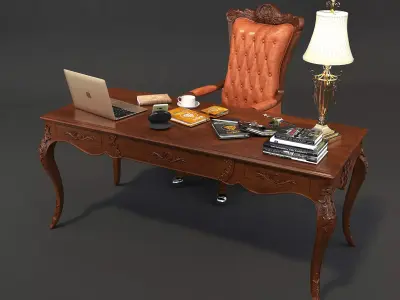 Classic European Style Working Table 2 3D model