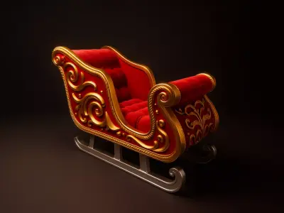 Elegant Christmas Sleigh Ornament 3D Printed Santa Sleigh  3D print model