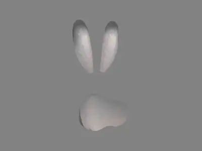 Cartoon grey rabbit mask decoration Low-poly 3D model