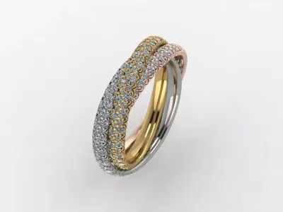 Ring Tri Color Small Model Diamond 3D print model