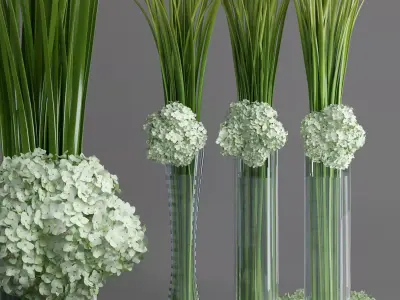 Big Giant Elegant Hydrangea Flower Bouquet Vase Event decor set 3D model