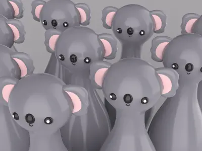 Cartoon Koala Bowling And Ball Bowling Low-poly 3D model