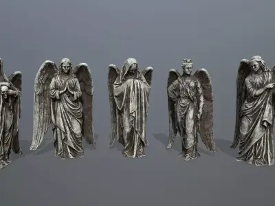 angel set statue of 3D Model Collection