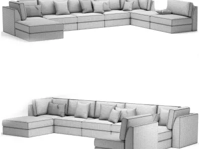 FRANCO II CLASSIC 8 PIECE SECTIONAL 3D model