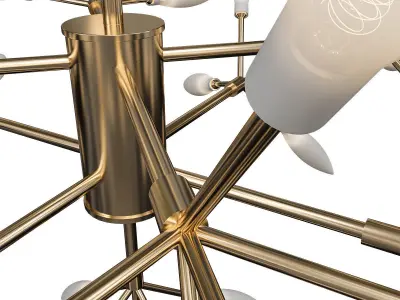 candela gold leaf chandelier with leaves 3D model