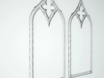 Cathedral Teak Window Mirrors 3D model